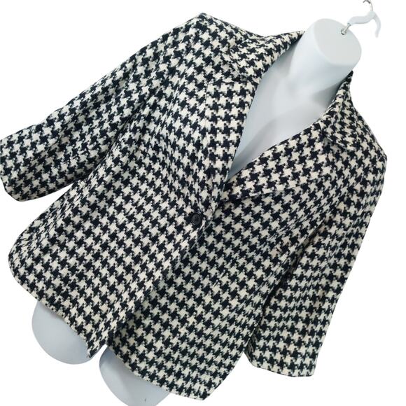 DRESSBARN WOMAN! BLACK & WHITE NUBBY FINISH HOUNDSTOOTH WEAVE JACKET! SZ 20W - Picture 1 of 12